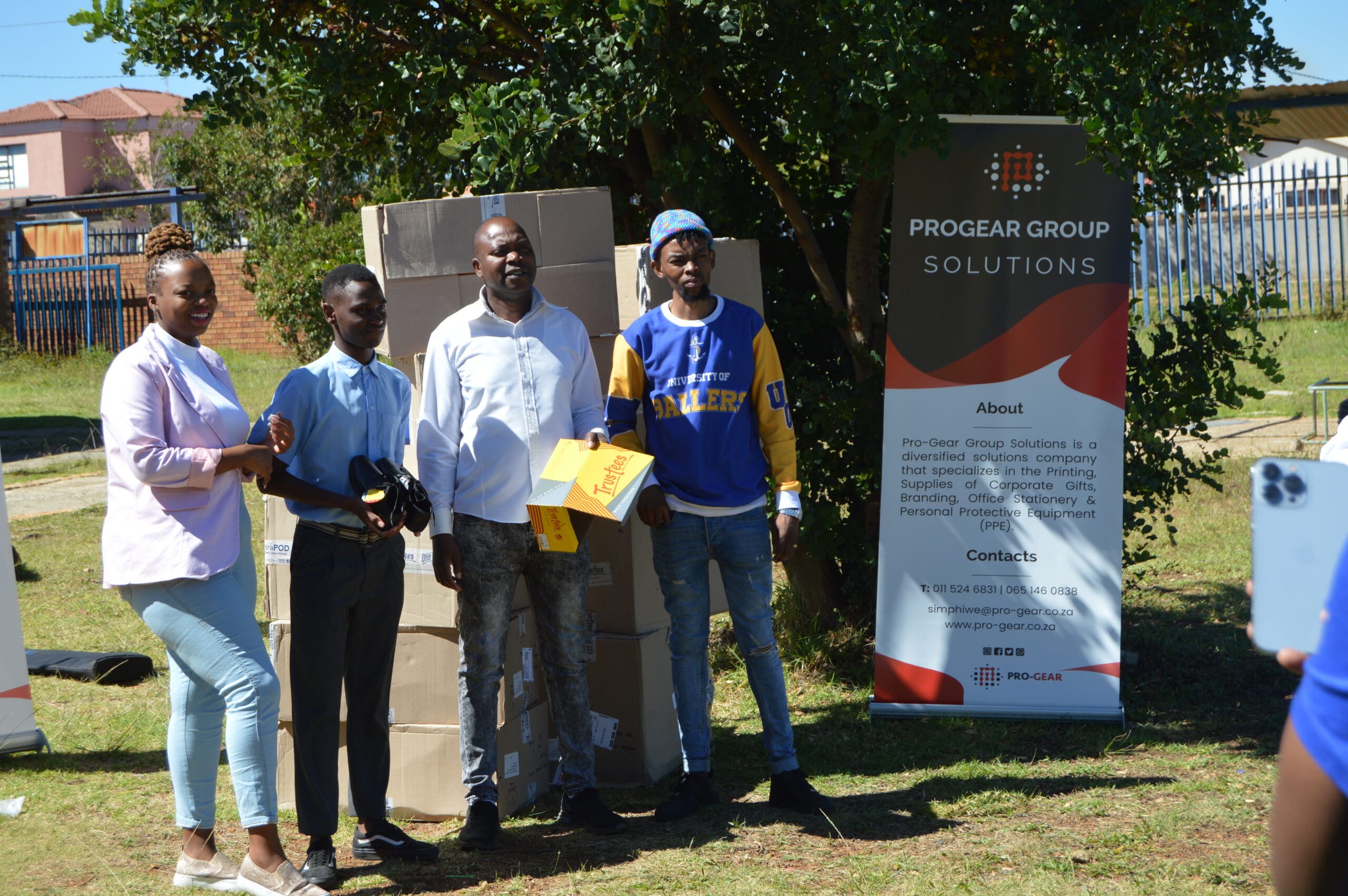 Pro-Gear Solutions donates school shoes to Thetha Secondary learners