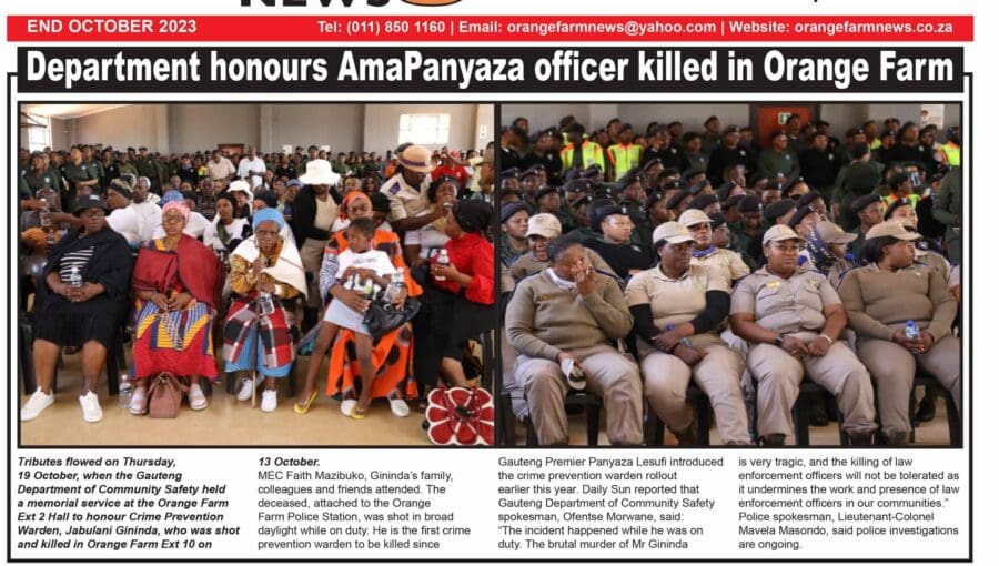 Current Issue: Orange Farm News End October