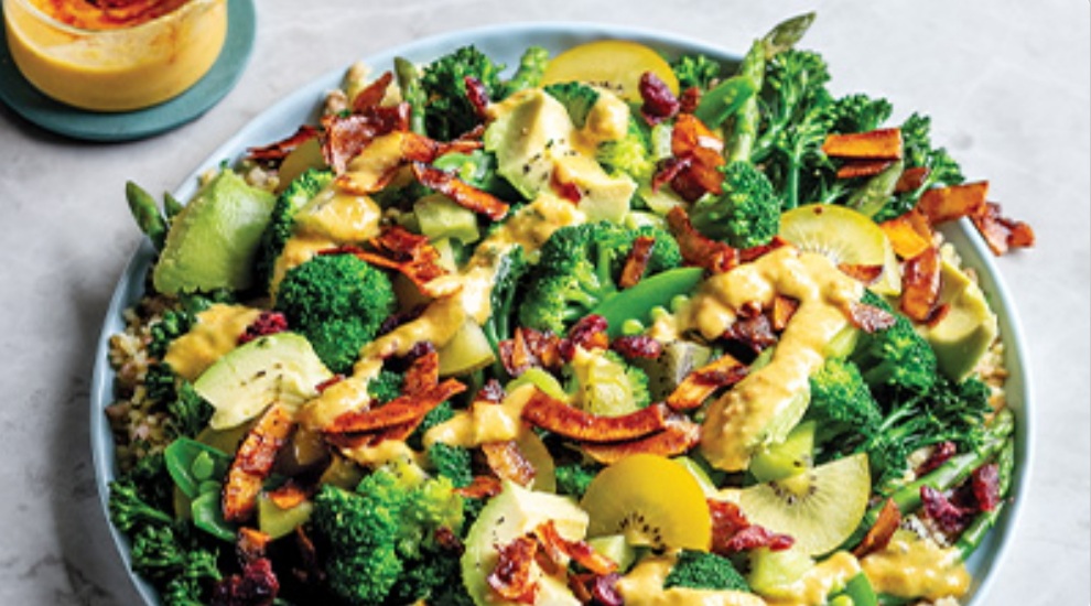 Today’s recipe: Greens & grains salad with caramelised coconut and tropical curry dressing