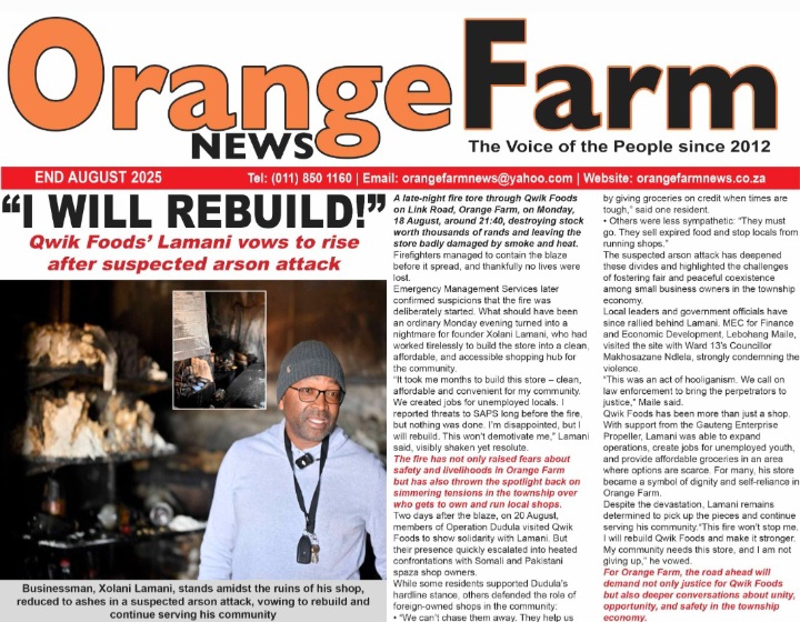 Orange Farm News – August Month-End Issue