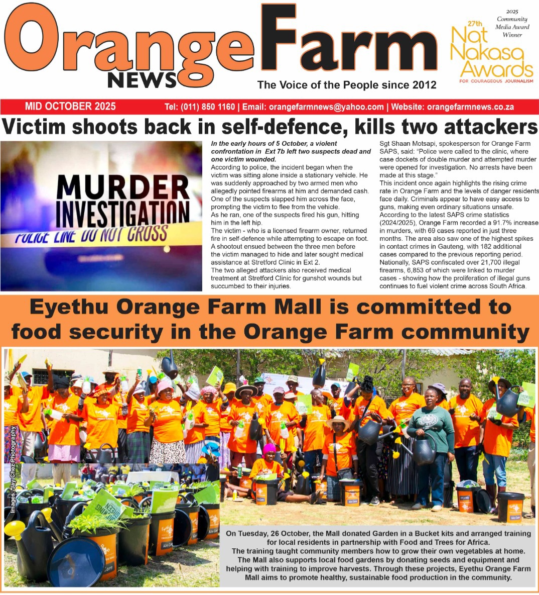 Orange Farm News – Mid-October Edition