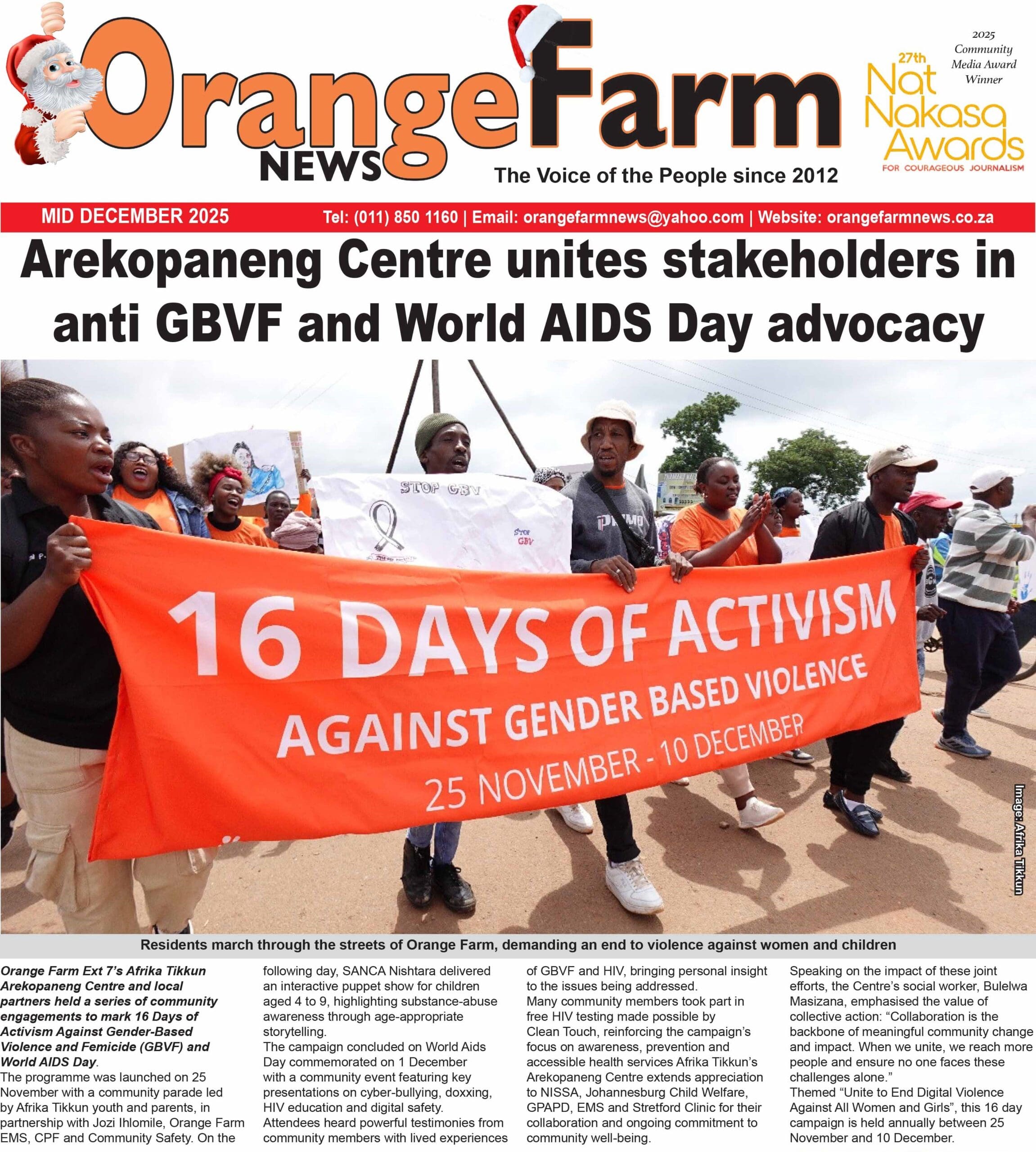 Orange Farm News – Mid December Issue